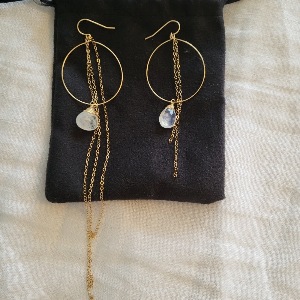 Gold moonstone earrings